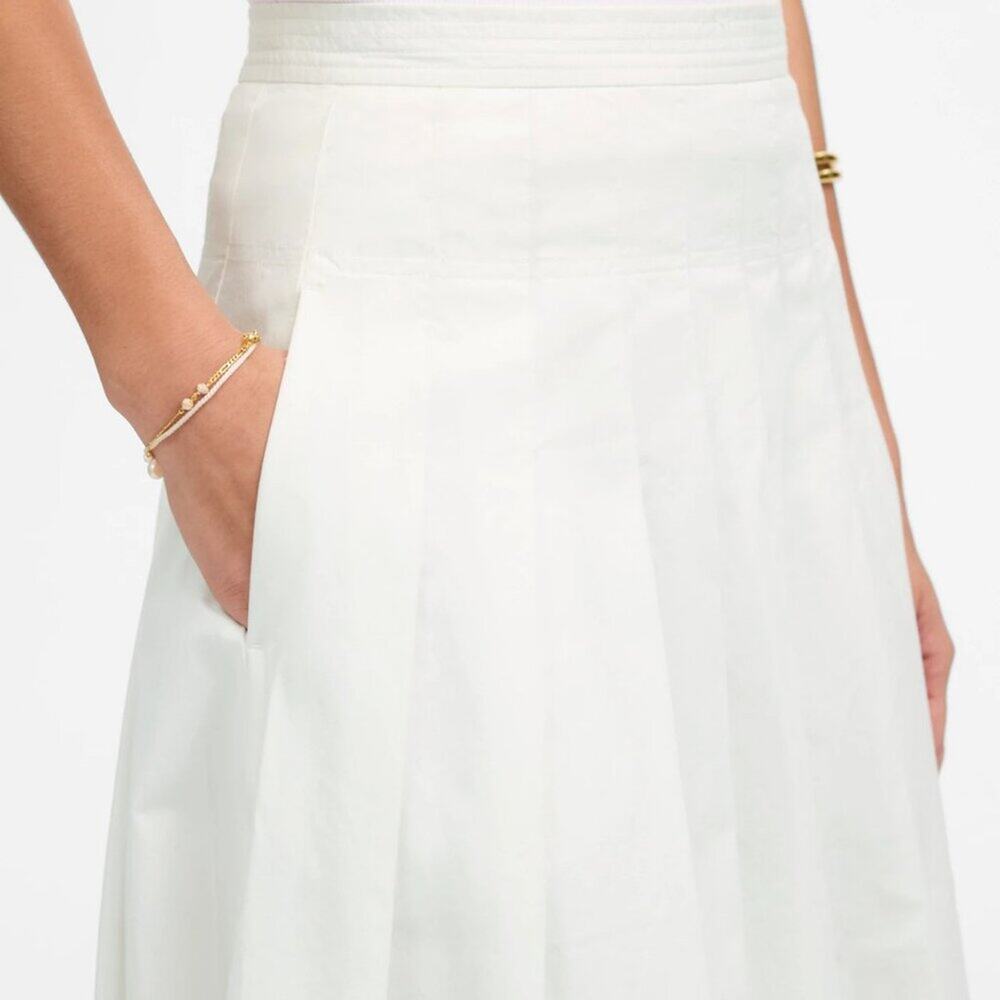 NWT Madewell Gemma Pleated Midi Skirt Cotton Poplin Size 10 - Picture 5 of 5